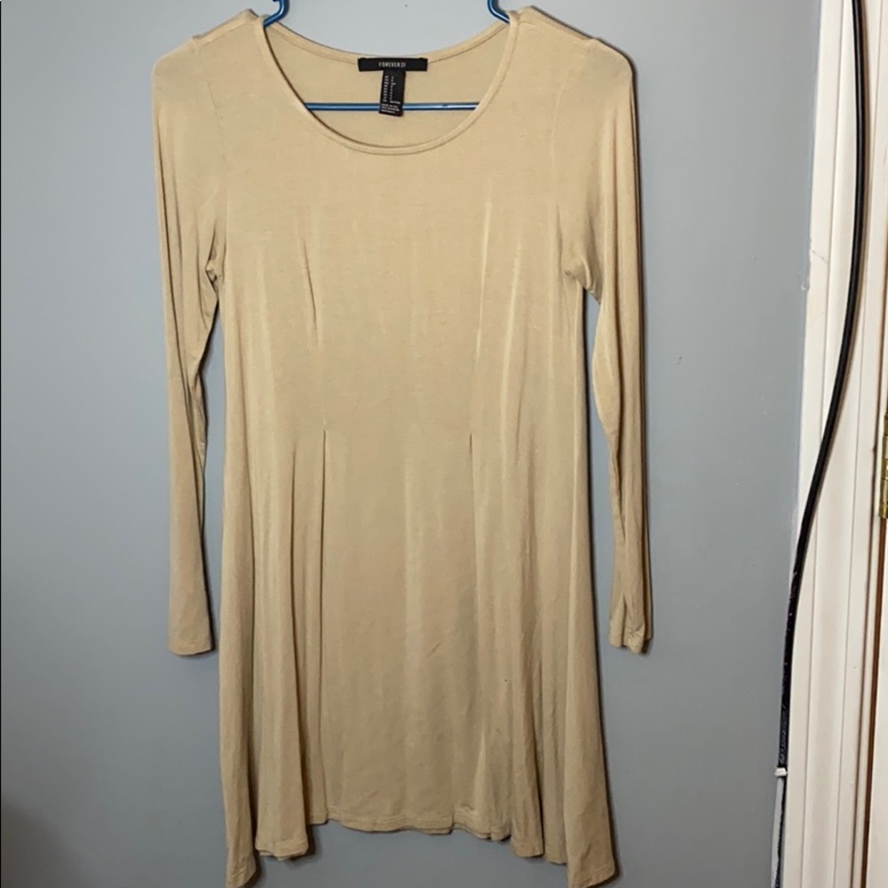Tan Long Sleeve Dress